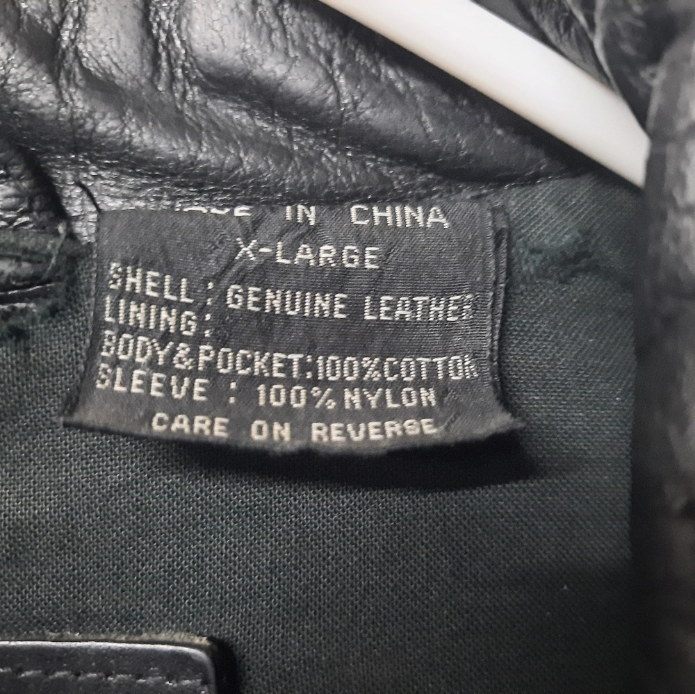 ‼️SOLD‼️ Vintage 1996 Camel Black Leather Jacket Size XL 90s Tobacco Motorcycle - Picture 7 of 14